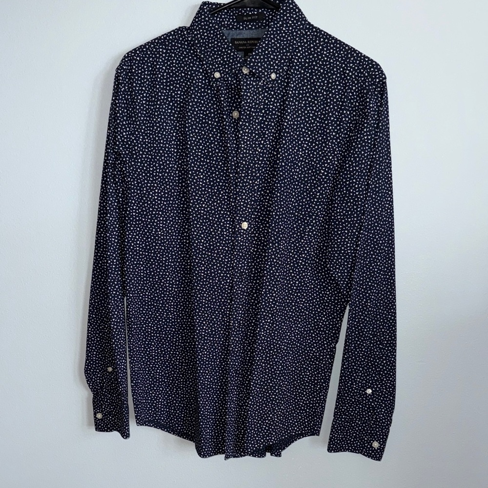 Banana Republic Navy Blue Patterned Shirt